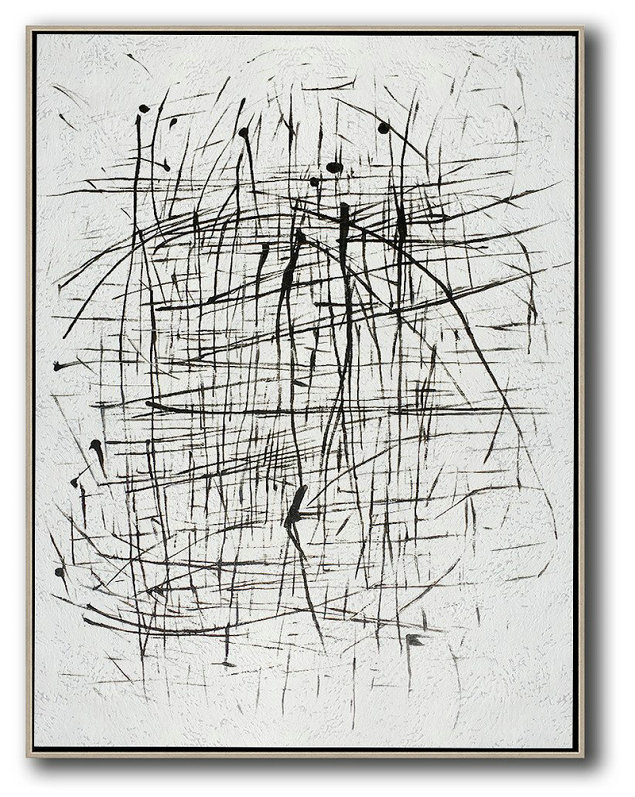 Extra Large Painting,Black And White Minimal Painting On Canvas - Contemporary Artwork